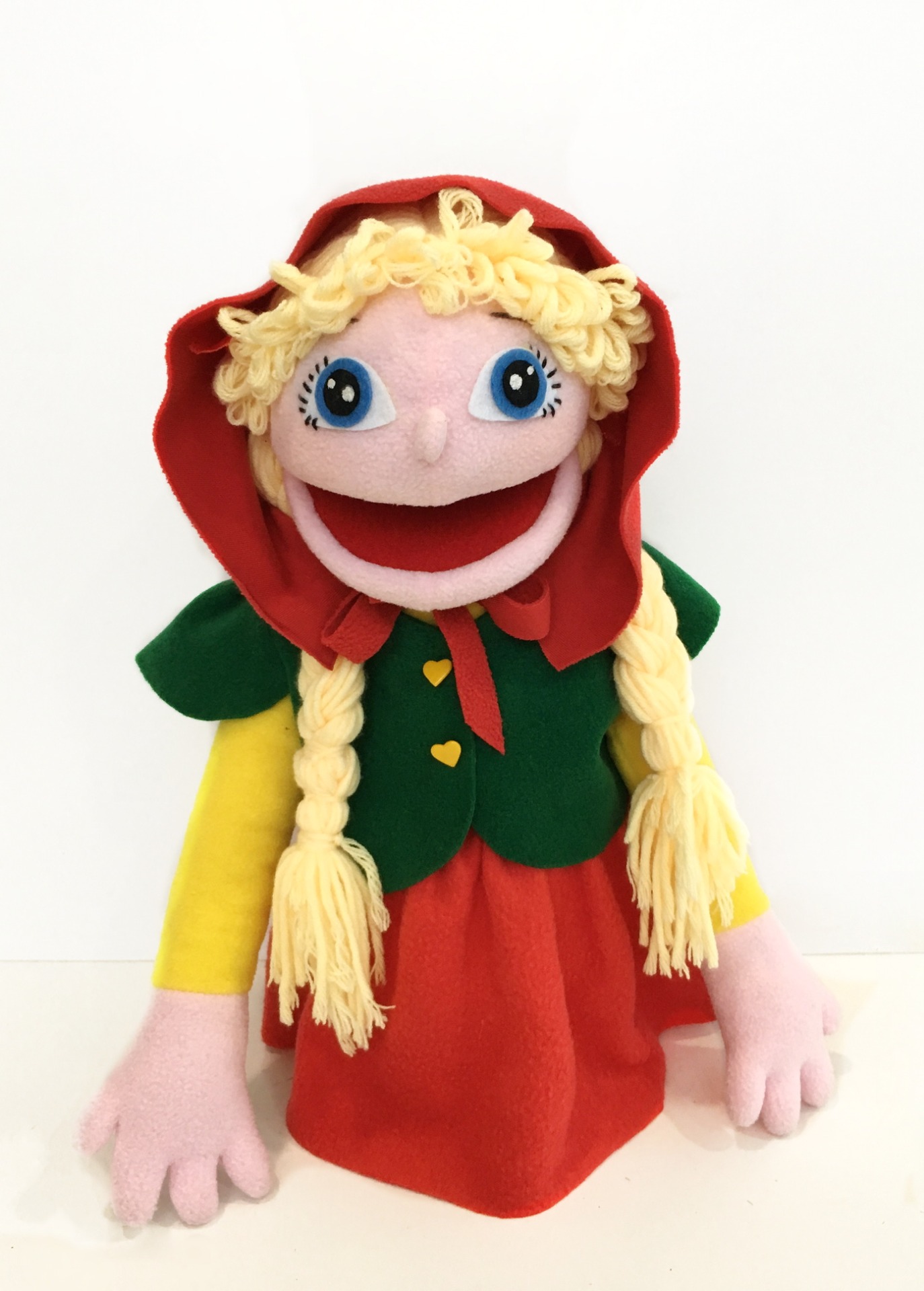 Девочка Красная шапочка - кукла-маппет с открывающимся ртом, 40-45 см.