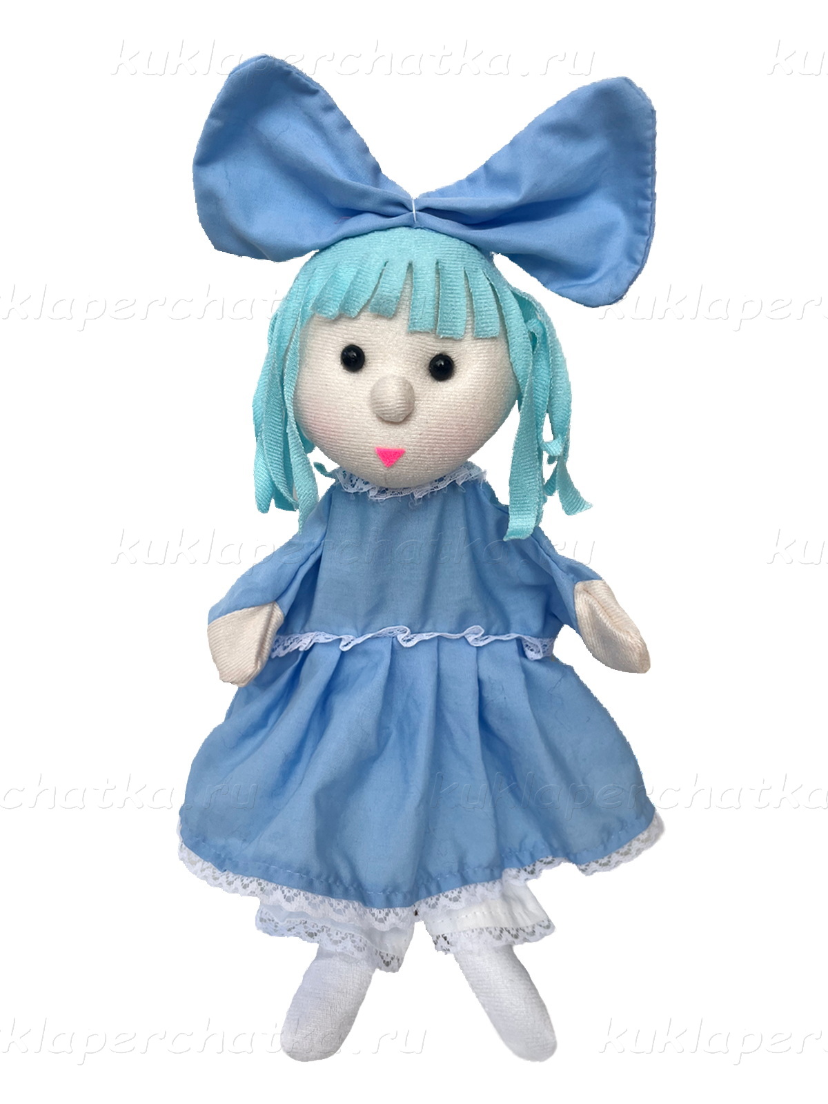 Девочка с голубыми волосами (фабр) кукла-перчатка