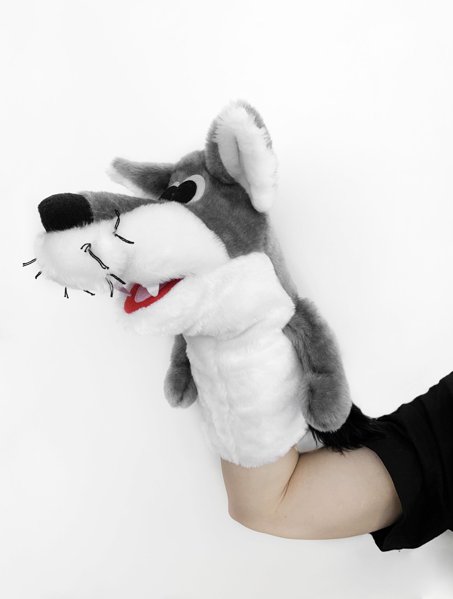 Волк малый - кукла-маппет с открывающимся ртом, 35 см.