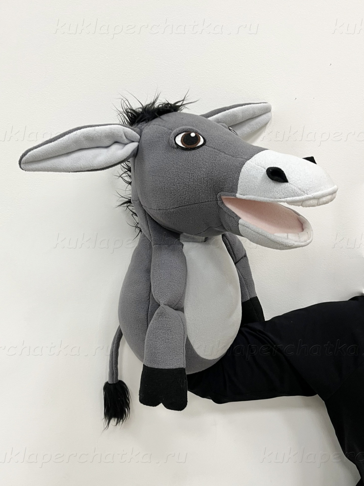 Осел большой кукла-маппет с открывающимся ртом 40-45 см.