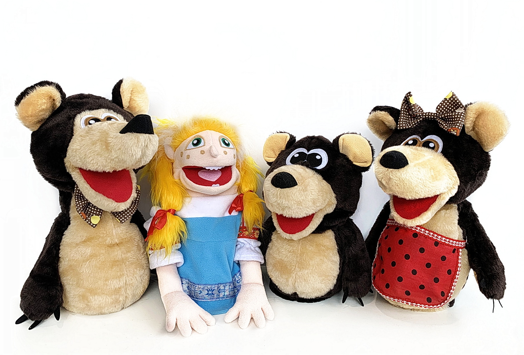 Три медведя (new) - набор кукол-маппетов, 35-50 см.