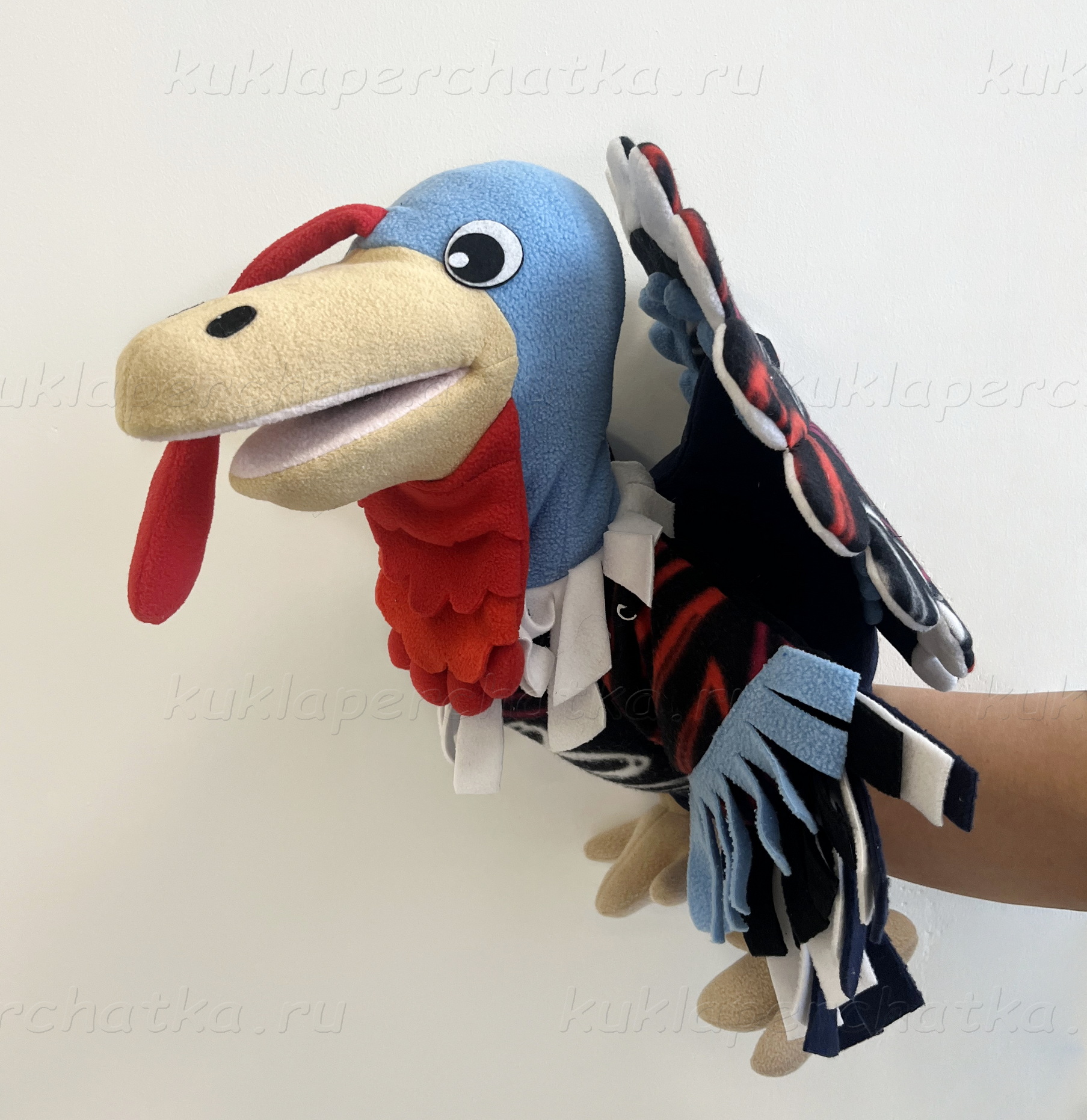 Индюк большой кукла-маппет с открывающимся ртом 45 см.