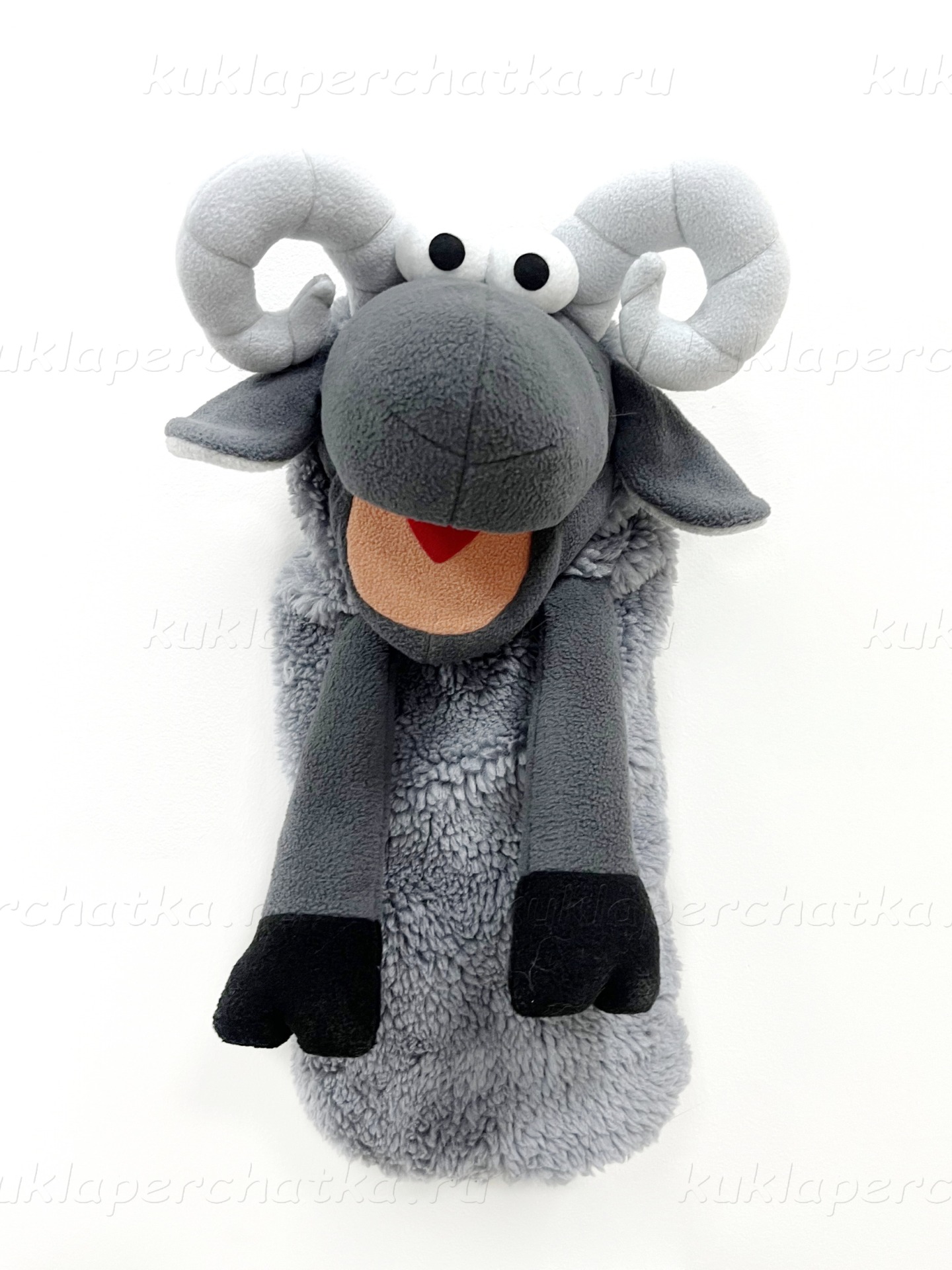 Баран большой кукла-маппет с открывающимся ртом 40-45 см.
