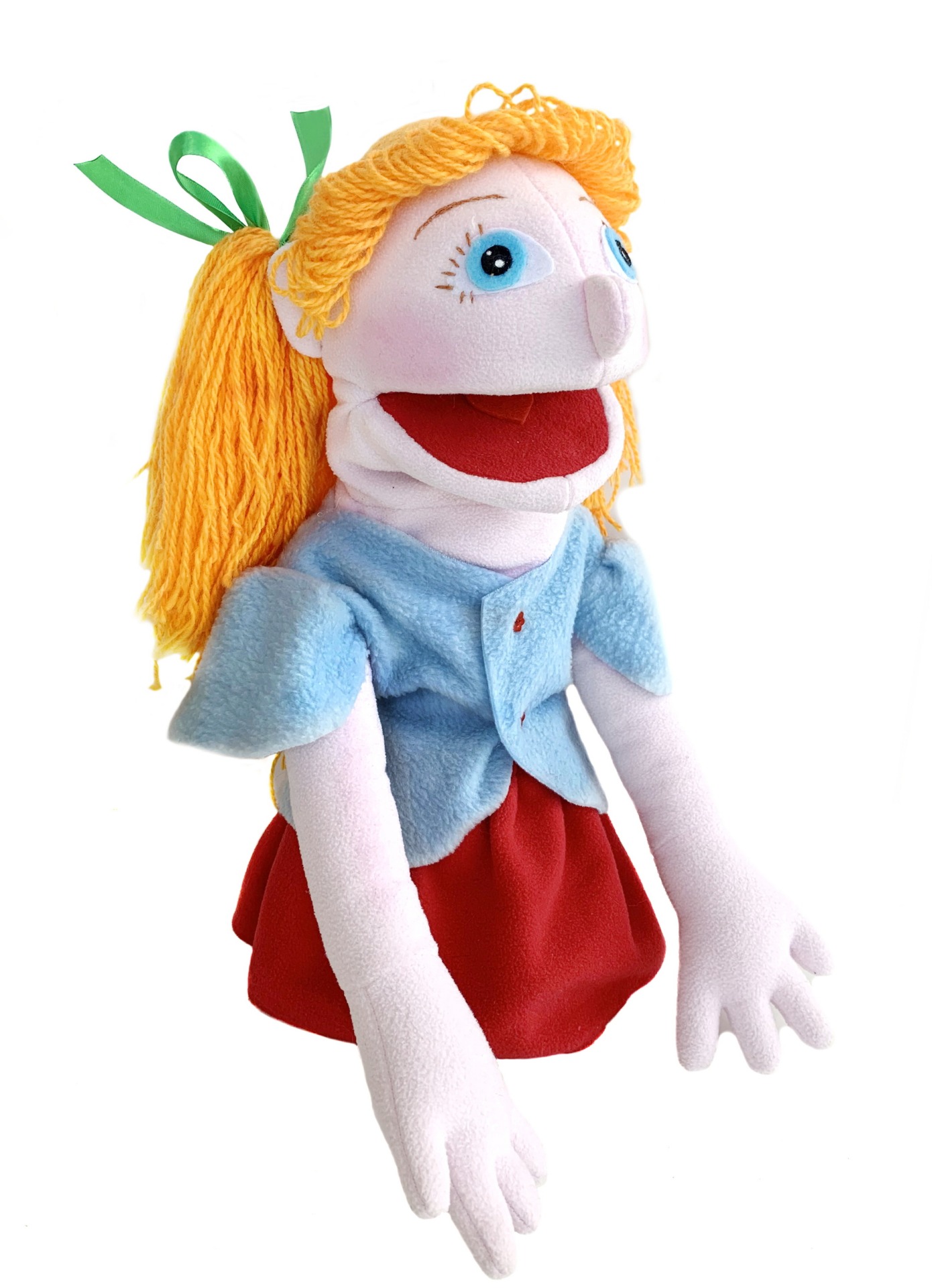 Девочка Рыжик - кукла-маппет с открывающимся ртом, 40-45 см