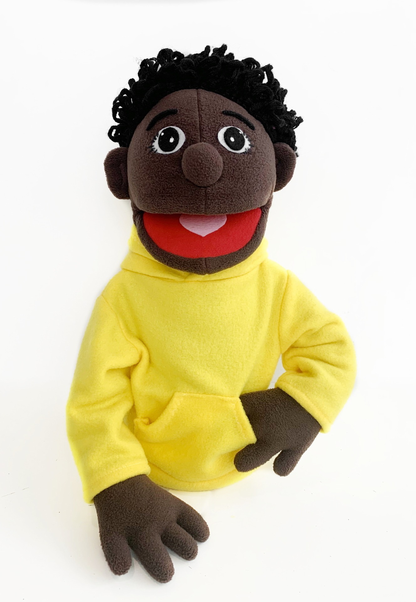 Мальчик Негр / Афроамериканец - кукла-маппет с открывающимся ртом, 40-45 см.