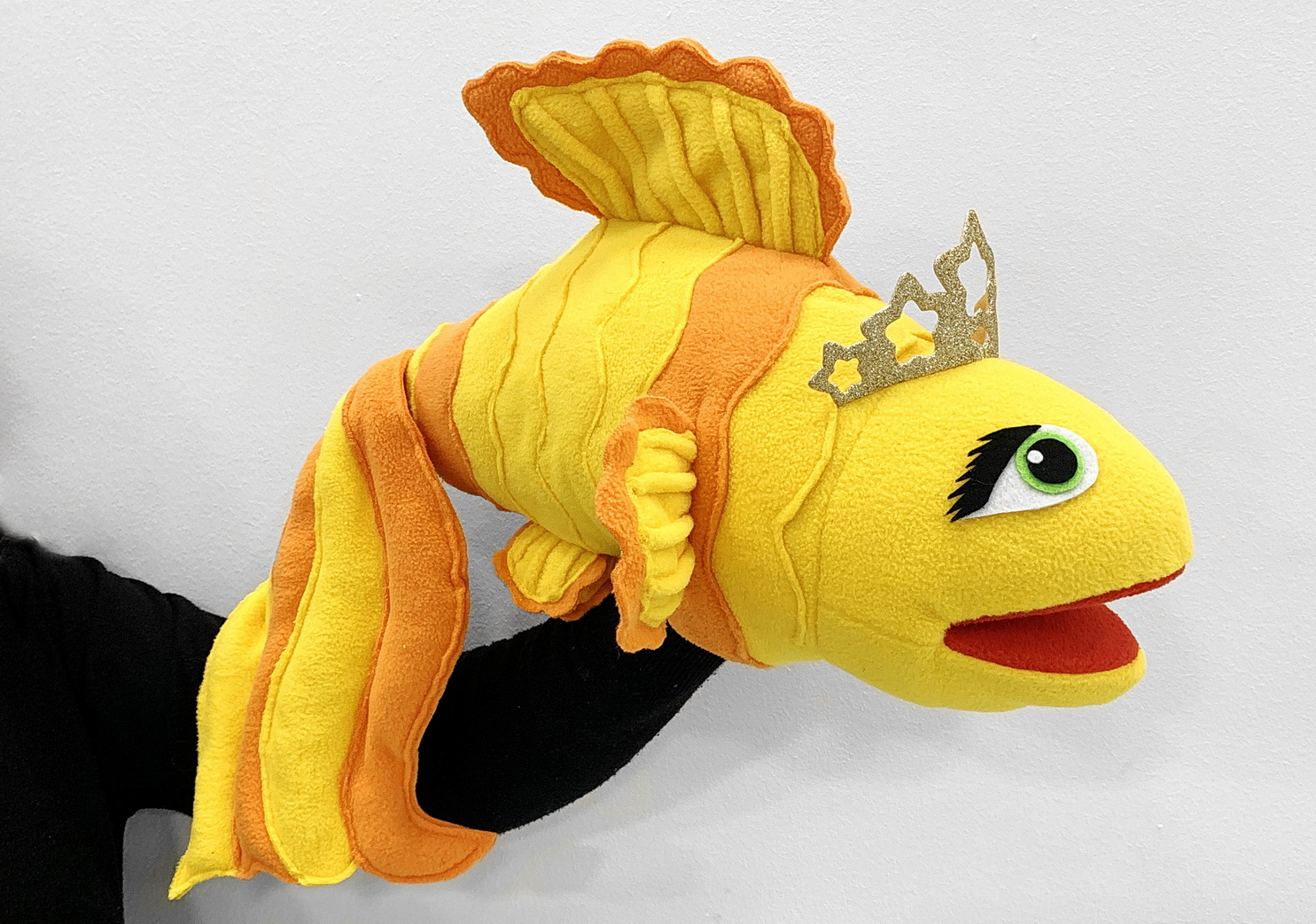 Золотая рыбка - кукла-маппет с открывающимся ртом, 40 см.