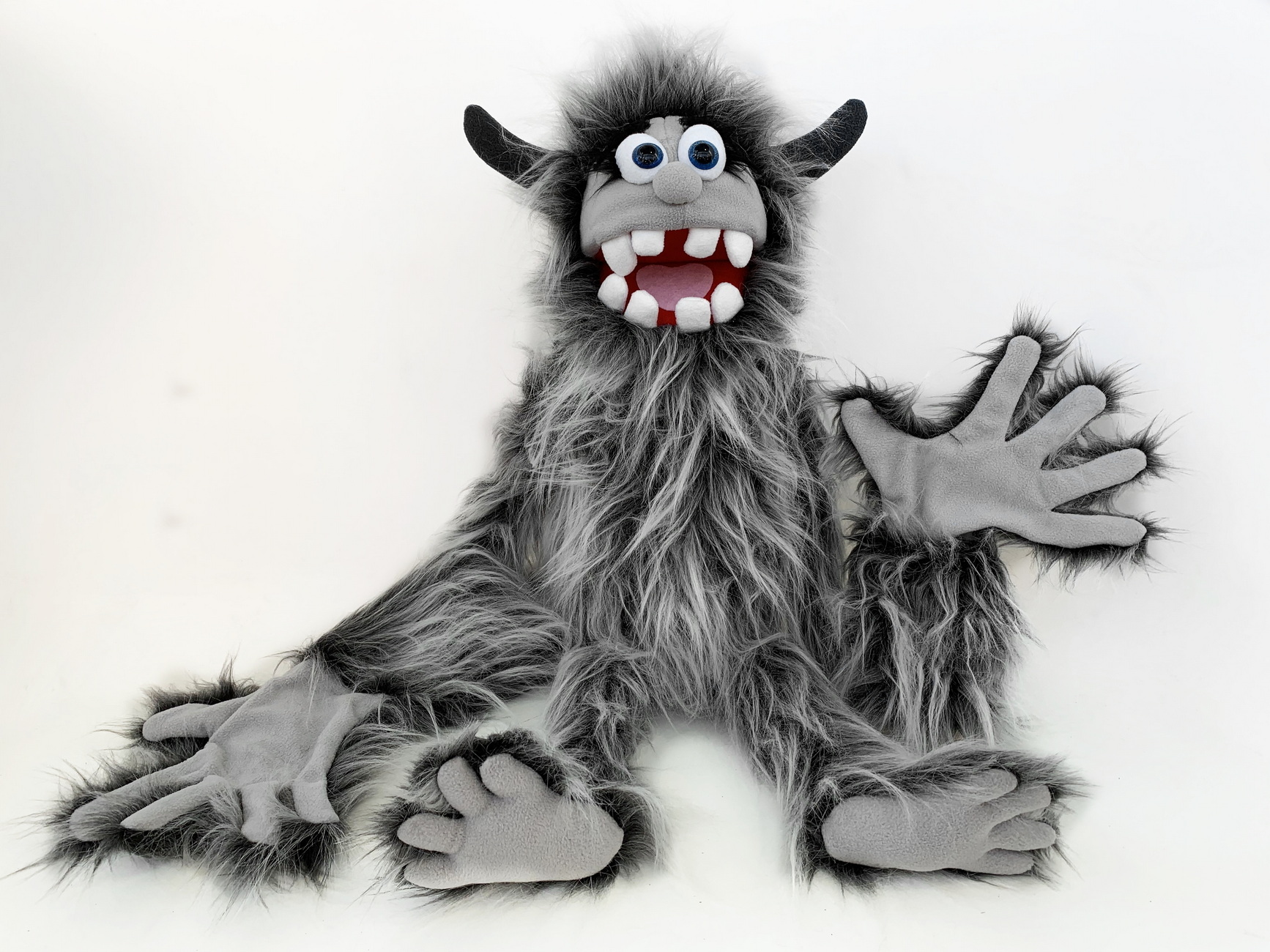 Йети БОЛЬШОЙ с ножками  - кукла-маппет с открывающимся ртом и управлением руками, 70 см.