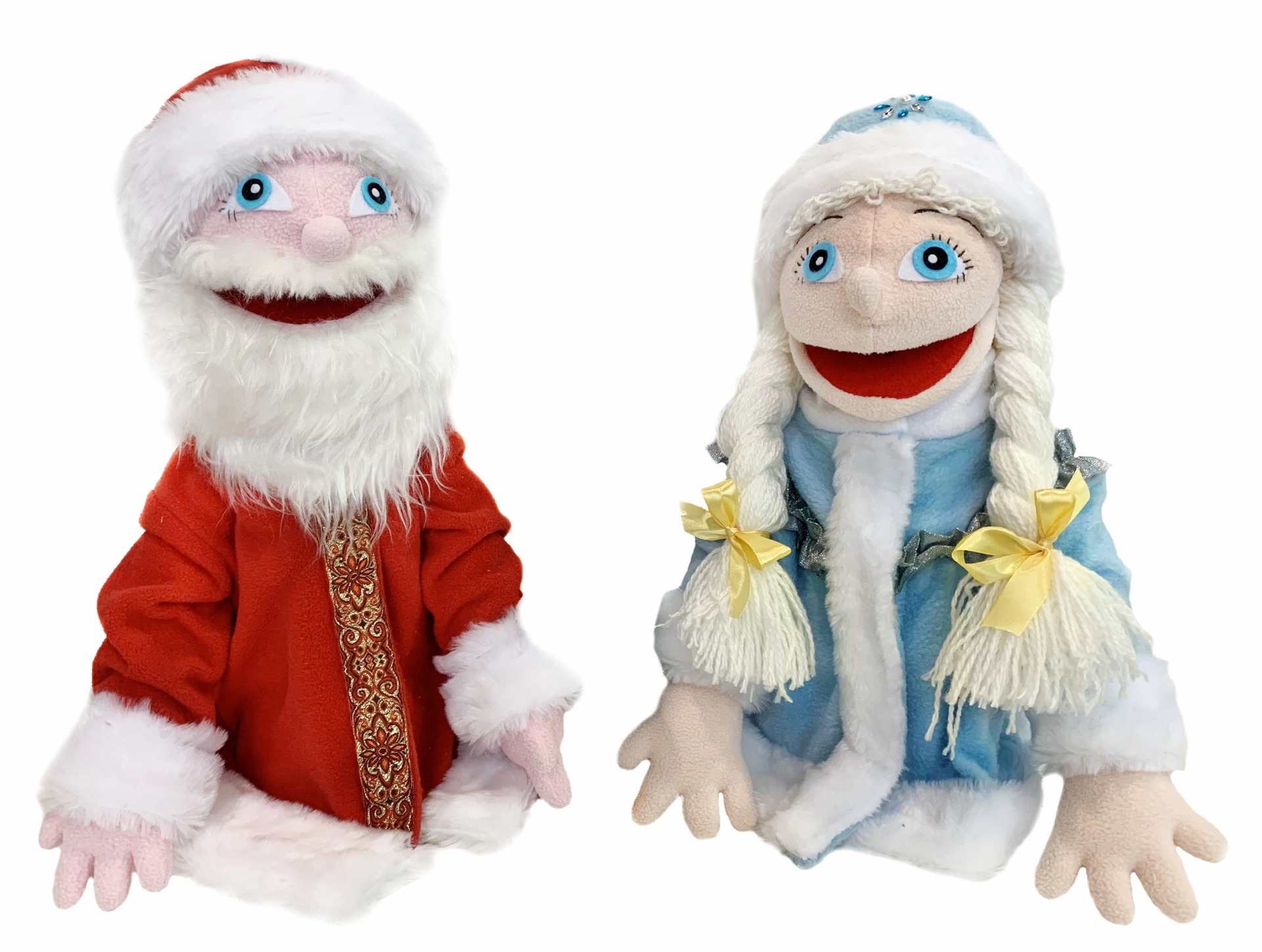 Дед Мороз и Снегурочка - набор кукол-маппетов, 40 см.