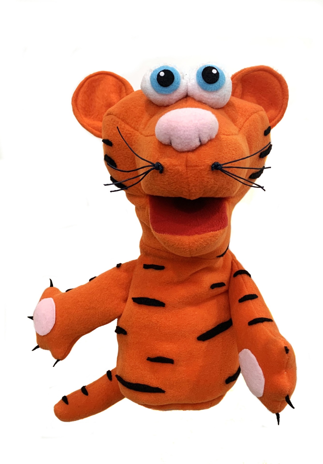 Тигр / Тигренок - кукла-маппет с открывающимся ртом, 35 см.