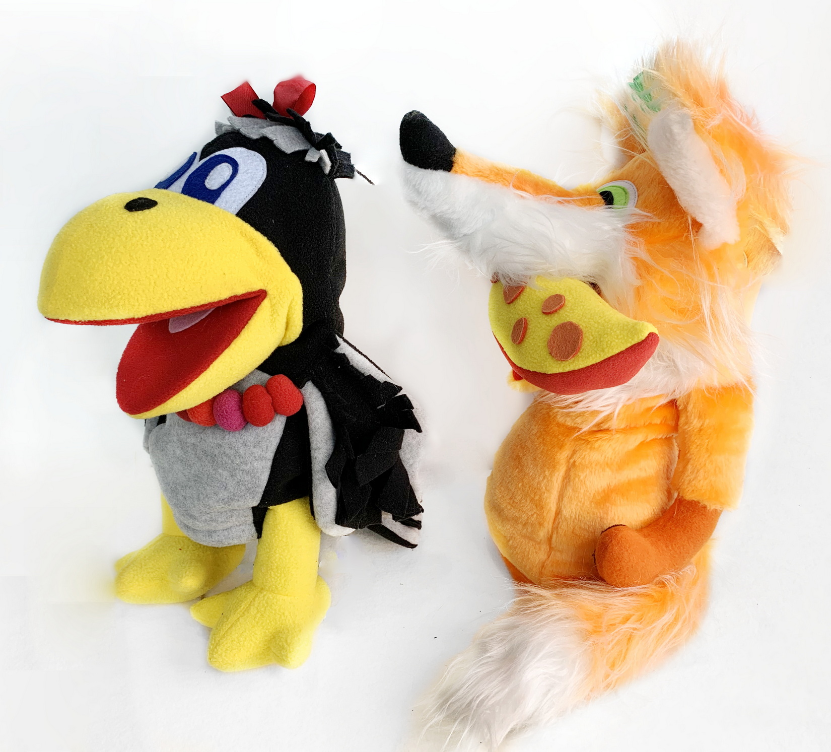 Ворона и Лисица - набор кукол-маппетов, 40-45 см.